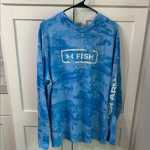 Under Armour Blue Marbled Fish Hooded Performance Shirt